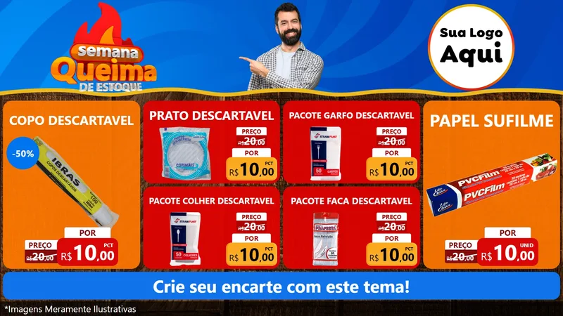 Modelo de TV para TV Horizontal com o tema Semana Queima de Estoque para Embalagens