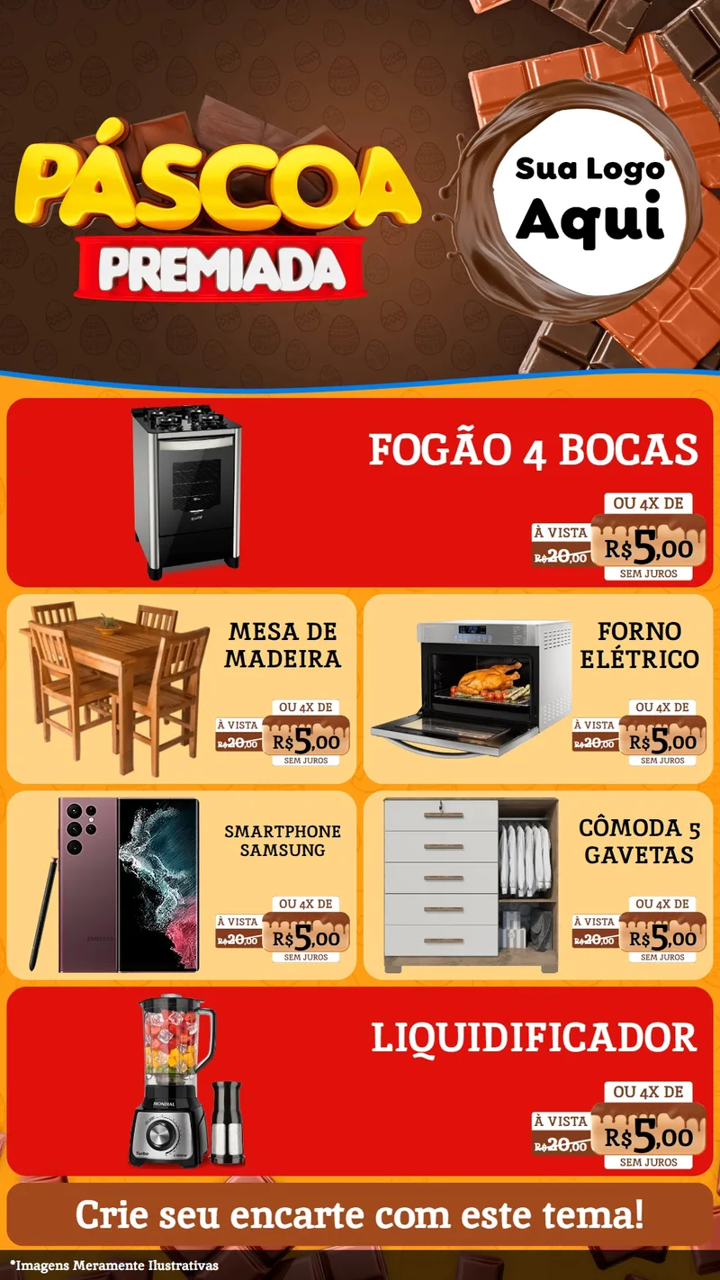 Modelo de TV para TV Vertical com o tema Páscoa Premiada para Móveis e Eletro