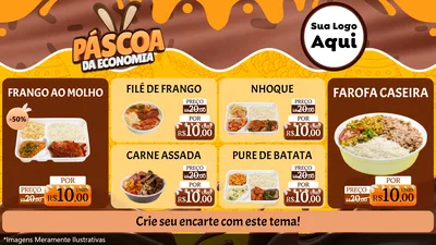 Modelo de TV para TV Horizontal com o tema Páscoa da Economia para Restaurante