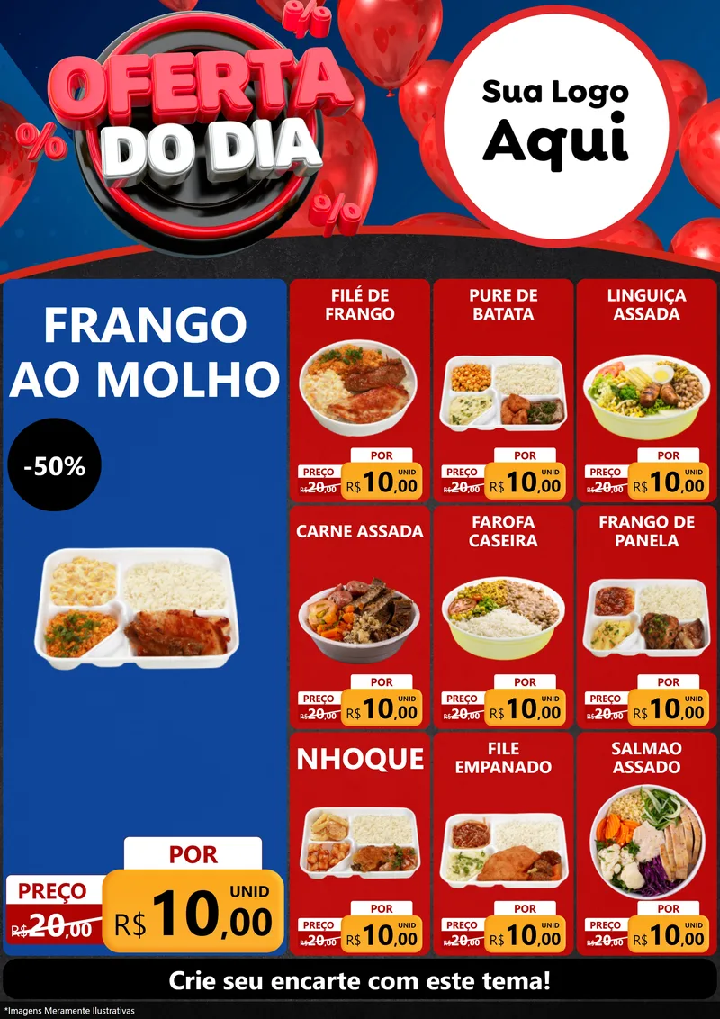 Modelo de Encarte para Encarte A4 Vertical com o tema Oferta do Dia para Restaurante