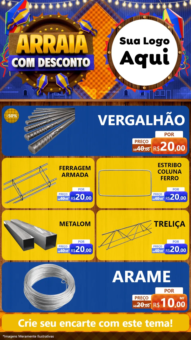 Modelo de TV para TV Vertical com o tema Arraiá Com Desconto para Ferragens
