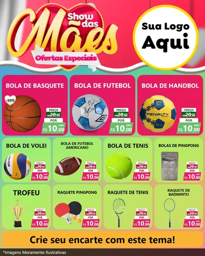 Modelo de Rede Social para Feed Instagram com o tema Show das Mães - Ofertas Especiais para Artigos Esportivos