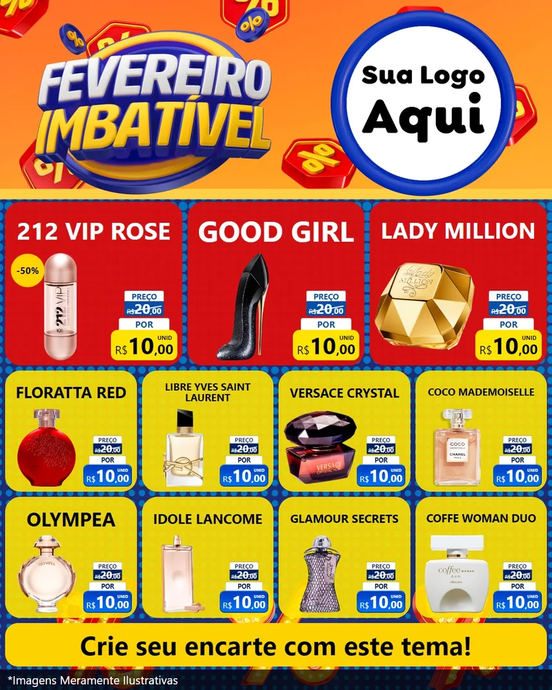 Modelo de Rede Social para Feed Instagram com o tema Fevereiro Imbatível para Perfumes
