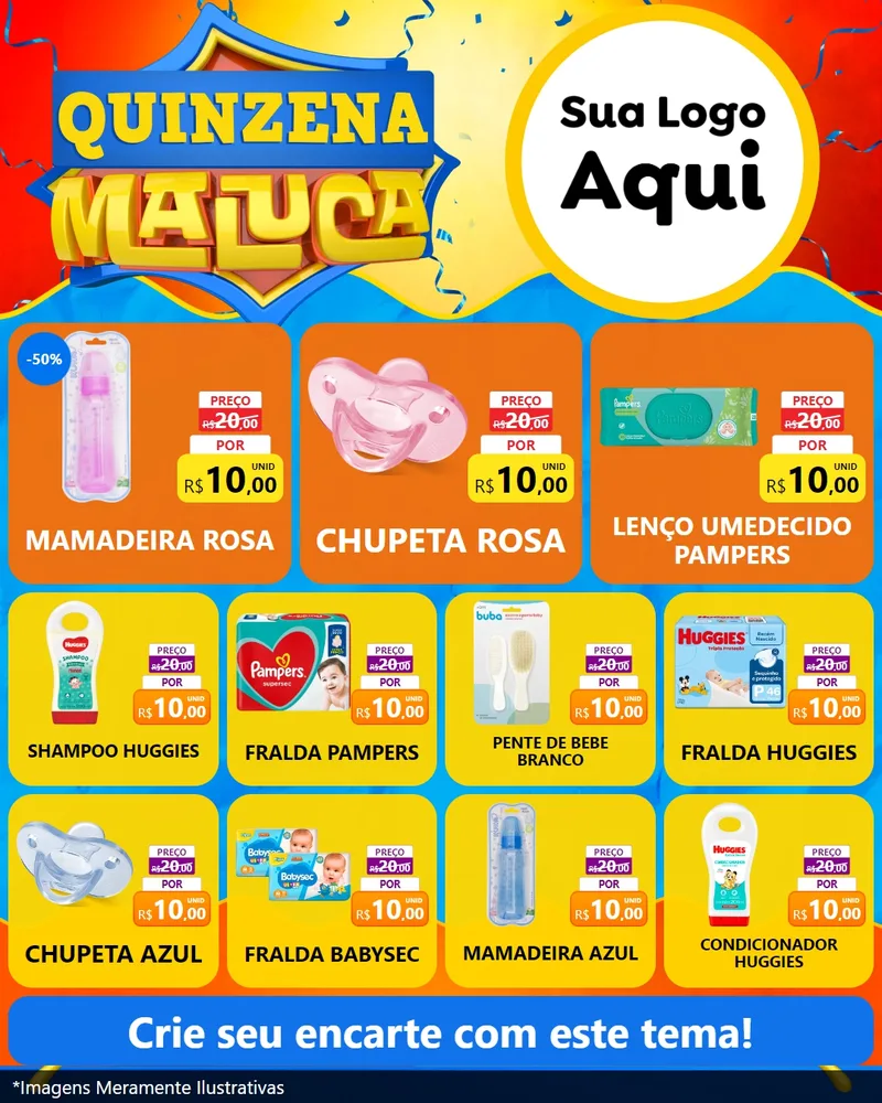 Modelo de Rede Social para Feed Instagram com o tema Quinzena Maluca para Bebês