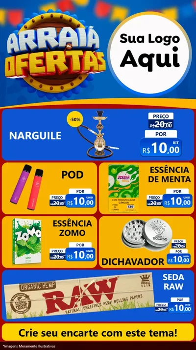 Modelo de TV para TV Vertical com o tema Arraiá de Ofertas - Junina para Tabacaria