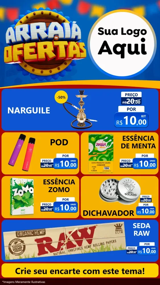 Modelo de TV para TV Vertical com o tema Arraiá de Ofertas - Junina para Tabacaria