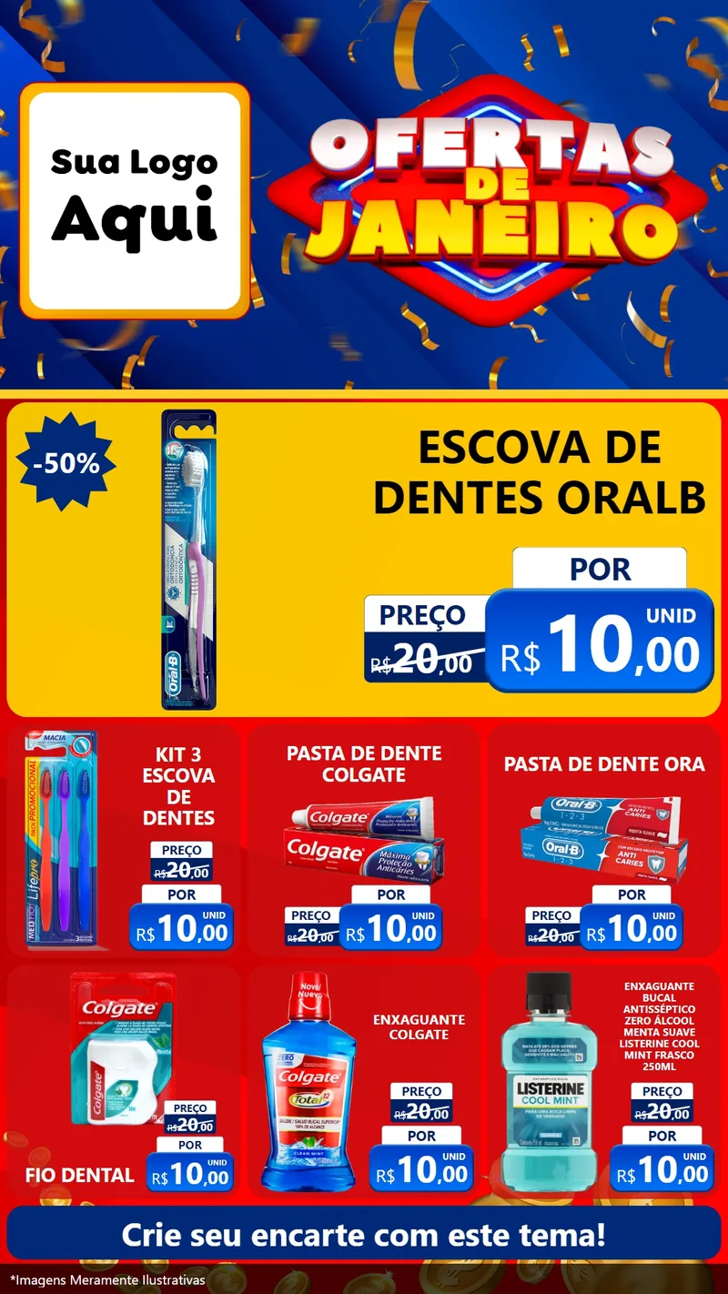 Modelo de Rede Social para Stories com o tema Ofertas de Janeiro para Higiene Pessoal