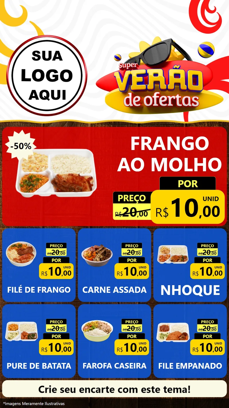 Modelo de Rede Social para Stories com o tema Super Verão de Ofertas para Restaurante