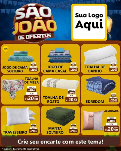 Modelo de Rede Social para Feed Instagram com o tema São João Ofertas Imbatíveis! - Junina para Cama, Mesa e Banho