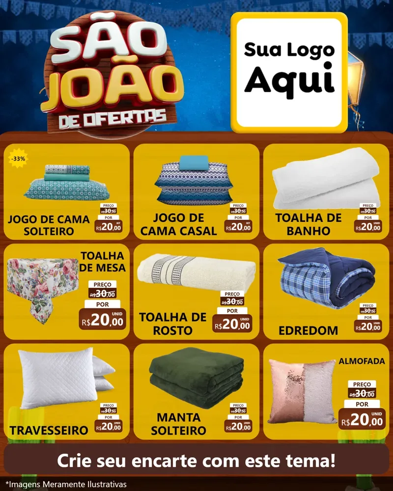 Modelo de Rede Social para Feed Instagram com o tema São João Ofertas Imbatíveis! - Junina para Cama, Mesa e Banho