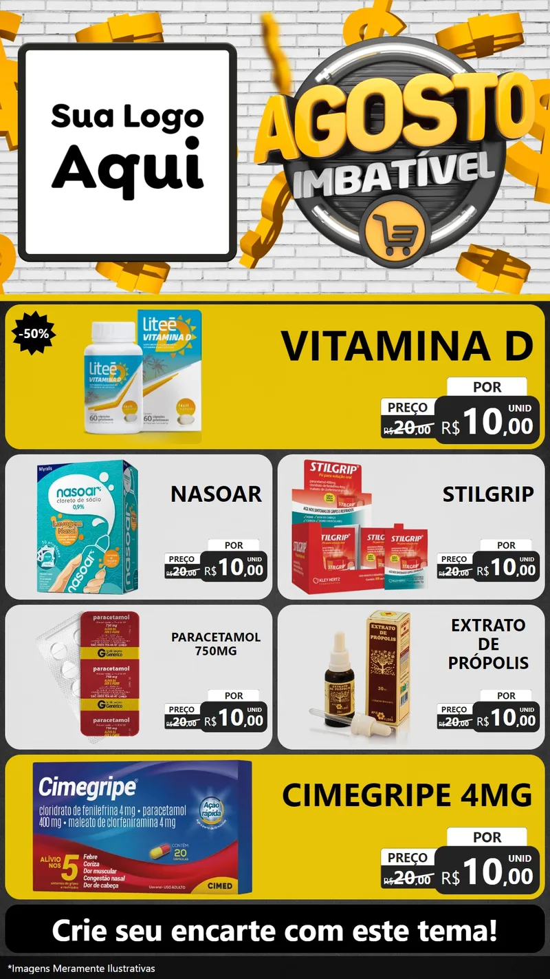 Modelo de TV para TV Vertical com o tema Agosto imbatível para Farmácia