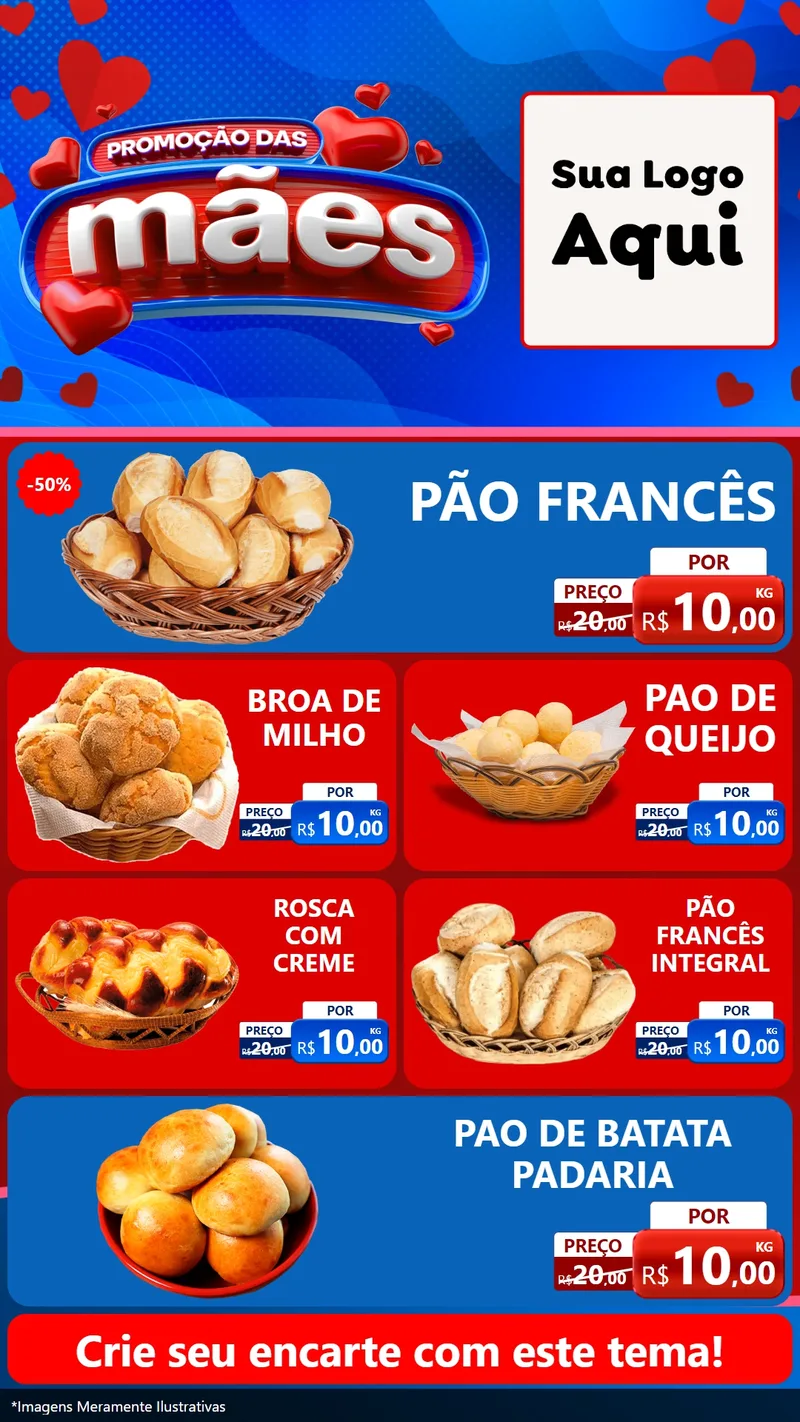 Modelo de TV para TV Vertical com o tema Promoção das Mães para Padaria