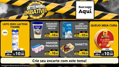 Modelo de TV para TV Horizontal com o tema Setembro Imbatível para Frios e Laticínios