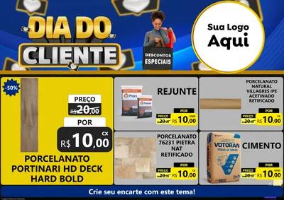 Modelo de Encarte para Encarte A4 Horizontal com o tema Dia Do Cliente para Pisos e revestimentos
