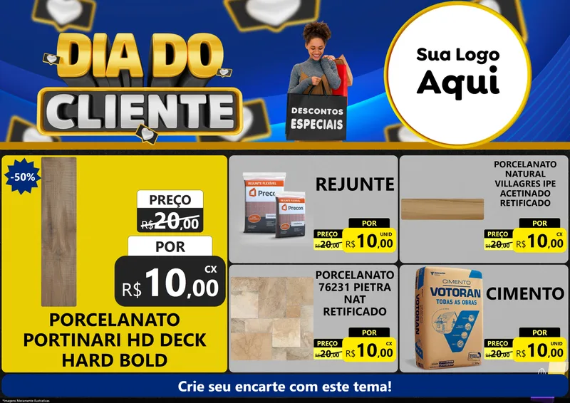 Modelo de Encarte para Encarte A4 Horizontal com o tema Dia Do Cliente para Pisos e revestimentos