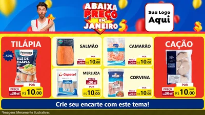 Modelo de TV para TV Horizontal com o tema Abaixa Preço em Janeiro para Peixaria