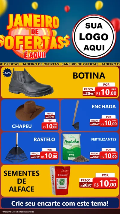 Modelo de TV para TV Vertical com o tema Janeiro de Ofertas É Aqui! para Agropecuária