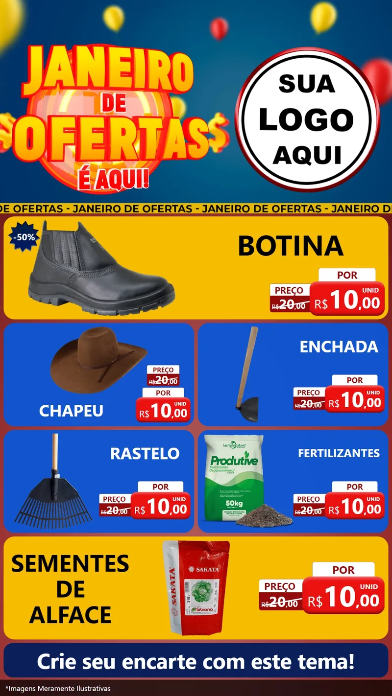 Modelo de TV para TV Vertical com o tema Janeiro de Ofertas É Aqui! para Agropecuária
