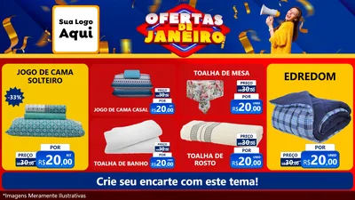 Modelo de TV para TV Horizontal com o tema Ofertas de Janeiro para Cama, Mesa e Banho