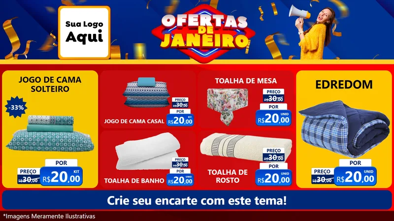 Modelo de TV para TV Horizontal com o tema Ofertas de Janeiro para Cama, Mesa e Banho