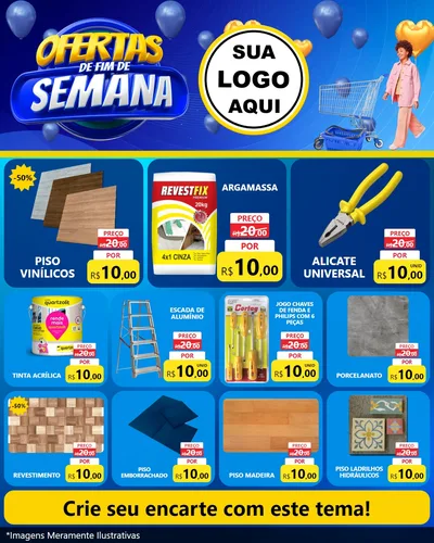 Modelo de Rede Social para Feed Instagram com o tema Ofertas de Fim de Semana para Material para Construção