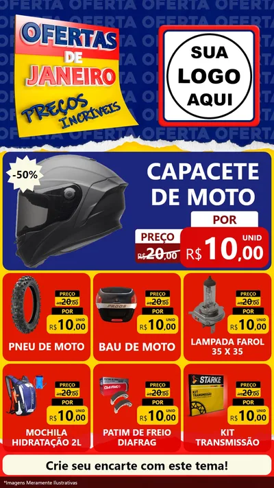Modelo de Rede Social para Stories com o tema Ofertas de Janeiro - Preços Incríveis para Moto peças