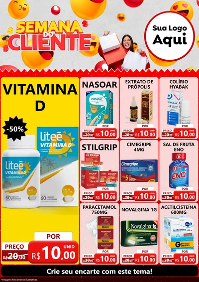 Modelo de Encarte para Encarte A4 Vertical com o tema Semana do Cliente para Farmácia