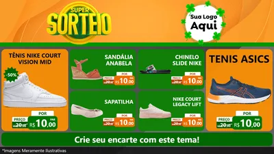 Modelo de TV para TV Horizontal com o tema Super Sorteio para Calçados