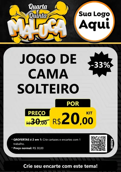 Modelo de Cartaz para Cartaz A4 Vertical com o tema Quarta e Quinta Maluca para Cama, Mesa e Banho