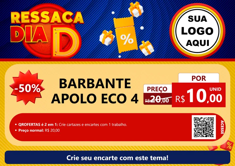 Modelo de Cartaz para Cartaz A4 Horizontal com o tema Ressaca Dia D para Armarinho e Aviamentos