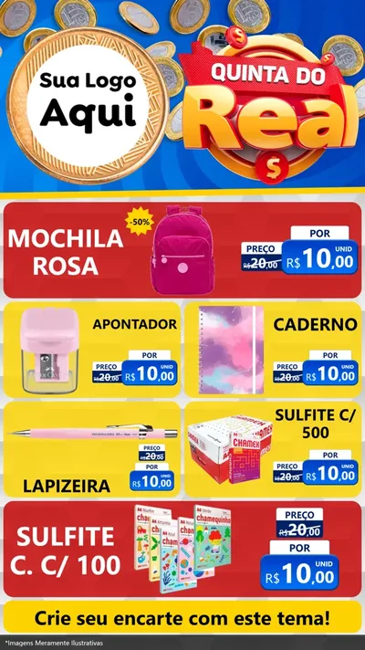 Modelo de TV para TV Vertical com o tema Quinta do Real para Papelaria