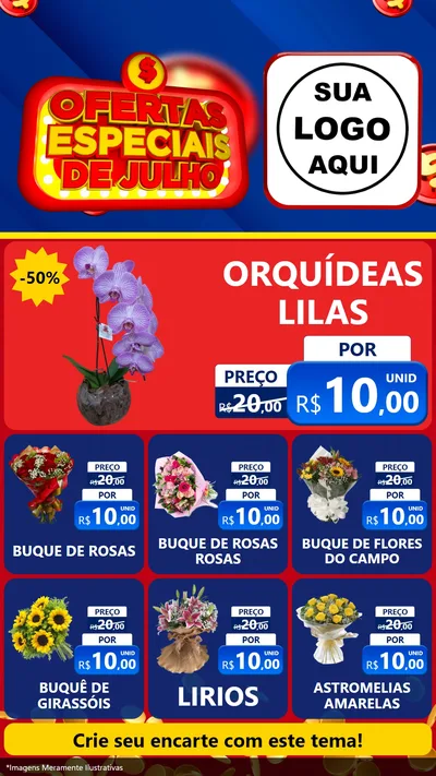 Modelo de Rede Social para Stories com o tema Ofertas Especiais de Julho para Floricultura e jardim