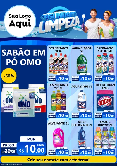 Modelo de Encarte para Encarte A4 Vertical com o tema Segunda da Limpeza para Produtos de Limpeza