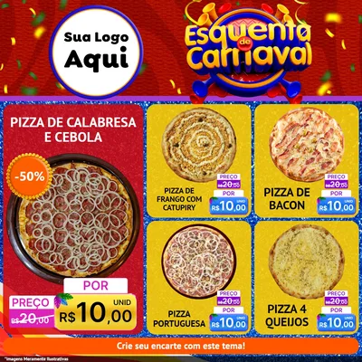 Modelo de Rede Social para Feed Facebook com o tema Esquenta de Carnaval para Pizzaria
