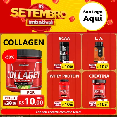 Modelo de Rede Social para Feed Facebook com o tema Setembro Imbatível para Suplementos alimentares