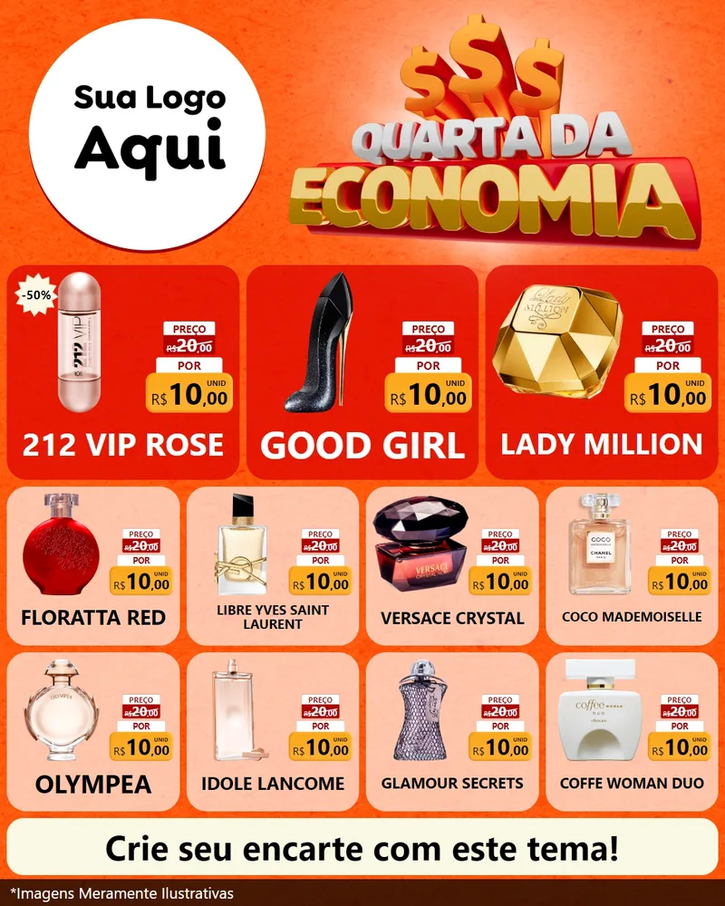 Modelo de Rede Social para Feed Instagram com o tema Quarta da Economia para Perfumes