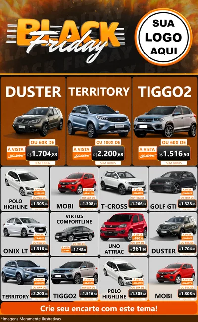 Modelo de Encarte para Encarte Grande com o tema Black Friday para Concessionaria de Carros