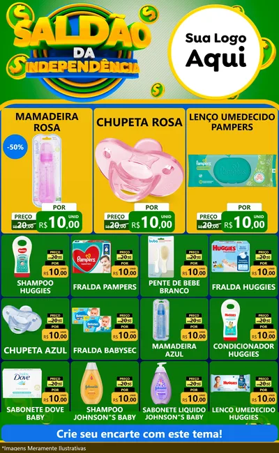 Modelo de Encarte para Encarte Grande com o tema Saldão da Indepêndencia para Bebês