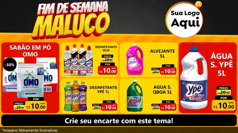 Modelo de TV para TV Horizontal com o tema Final de Semana Maluco para Produtos de Limpeza