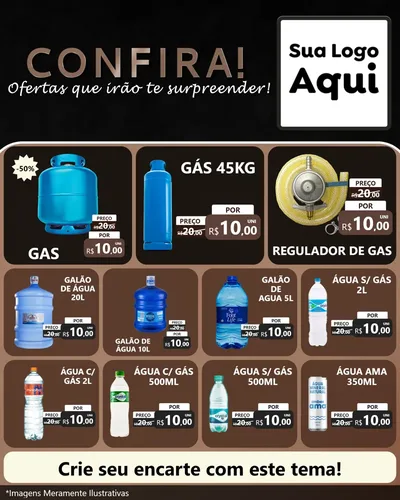 Modelo de Rede Social para Feed Instagram com o tema Confira! Ofertas que irão te surpreender! para Água e gás