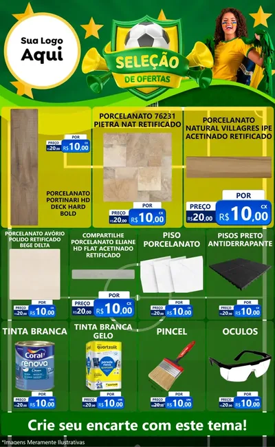 Modelo de Encarte para Encarte Grande com o tema Seleção de Ofertas - Copa para Pisos e revestimentos
