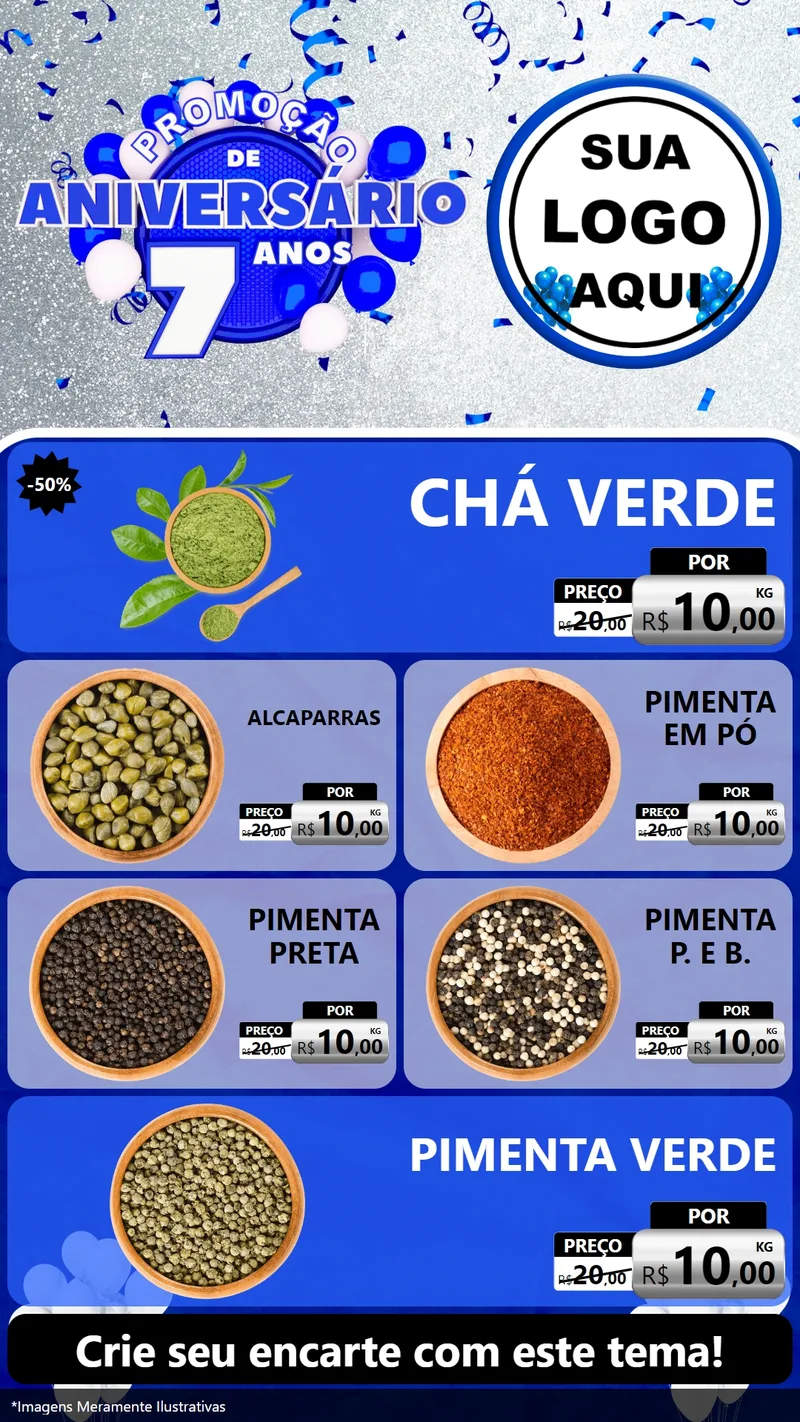 Modelo de TV para TV Vertical com o tema Promoção de Aniversário - 7 Anos para Produtos Naturais
