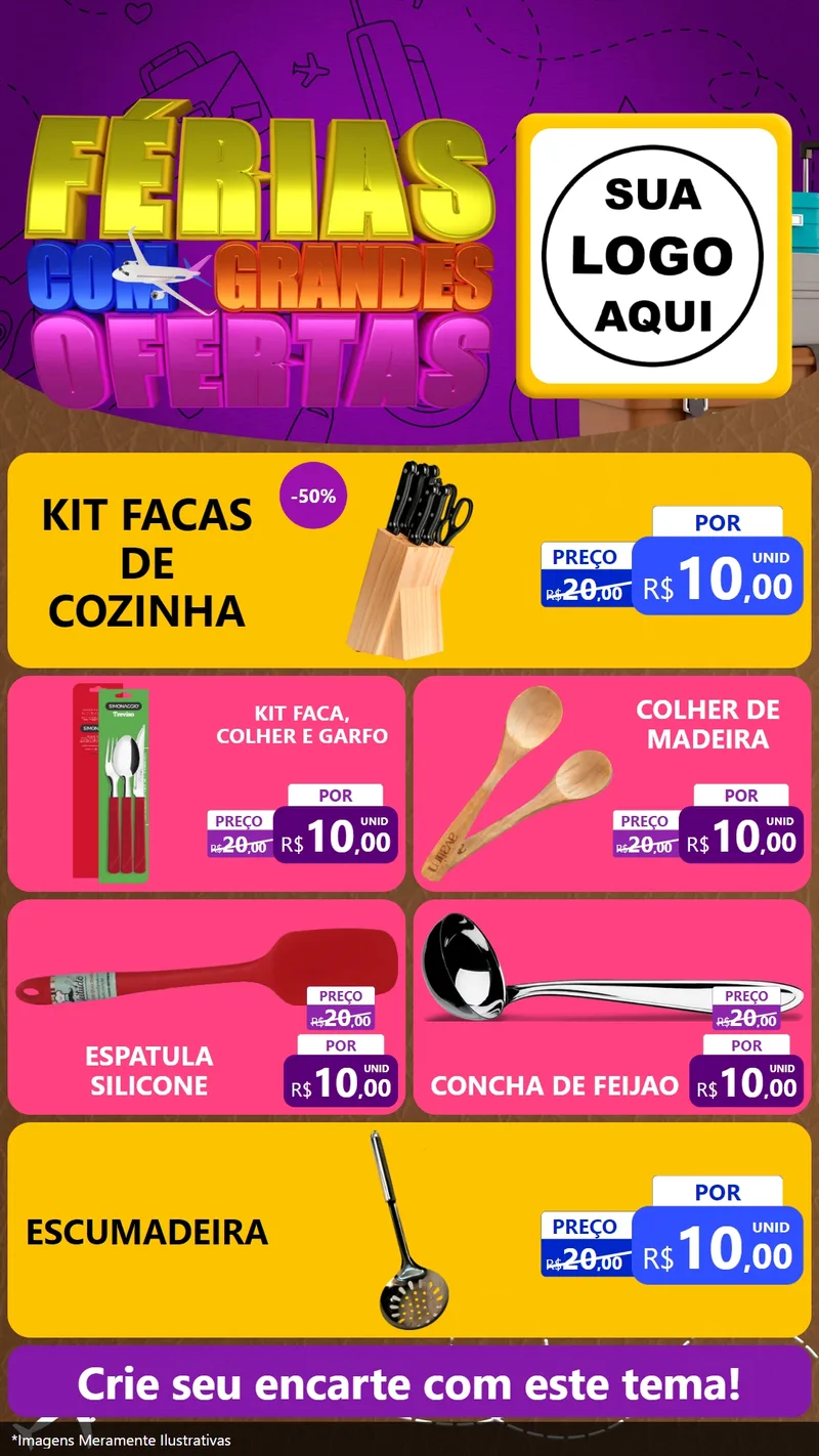 Modelo de TV para TV Vertical com o tema Férias com Grandes Ofertas para Utilidades Domésticas