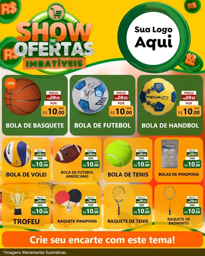 Modelo de Rede Social para Feed Instagram com o tema Show de Ofertas Imbatíveis para Artigos Esportivos