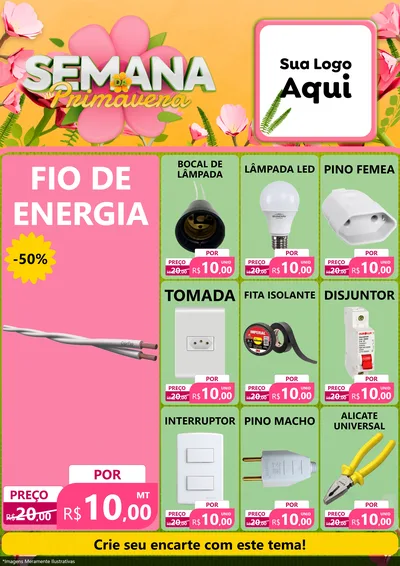 Modelo de Encarte para Encarte A4 Vertical com o tema Semana da Primavera para Materiais Elétricos