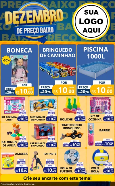 Modelo de Encarte para Encarte Grande com o tema Dezembro de Preço Baixo para Brinquedos