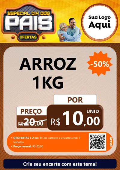 Modelo de Cartaz para Cartaz A4 Vertical com o tema Especial Dia dos Pais para Supermercado