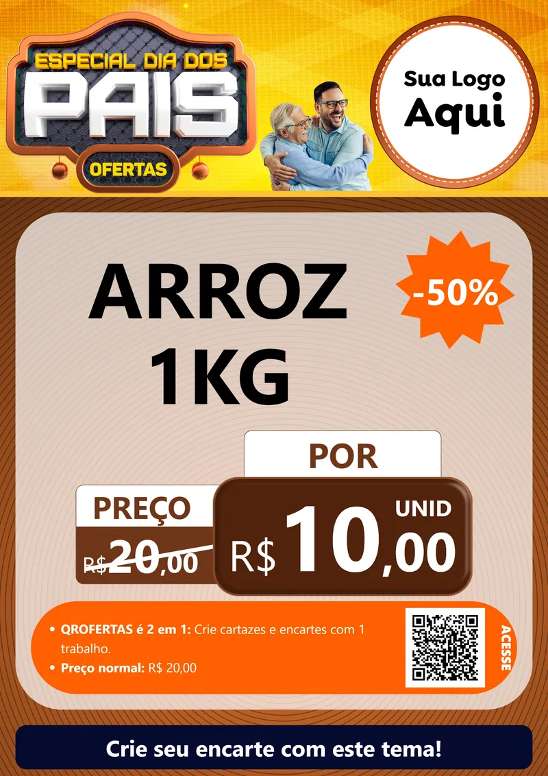 Modelo de Cartaz para Cartaz A4 Vertical com o tema Especial Dia dos Pais para Supermercado