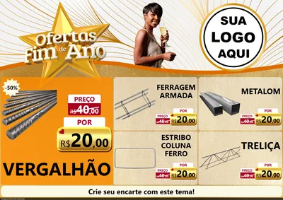Modelo de Encarte para Encarte A4 Horizontal com o tema Ofertas Fim de Ano para Ferragens