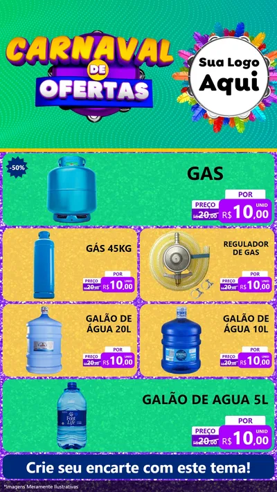 Modelo de TV para TV Vertical com o tema Carnaval de Ofertas para Água e gás